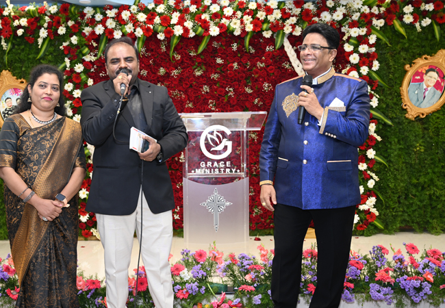 Bro Andrew Richard celebrates his 60th Birthday with grandneur amidst a large number of devotees here on Sunday, 16th, 2023, at Grace Ministry Prayer Centre Budigere in Bangalore with a myriad of wishes.